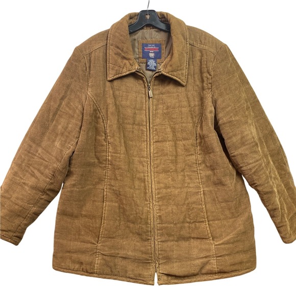 Faded Glory Corduroy Jacket Women's 1X Brown Outerwear Minimalist Grunge - Picture 1 of 7